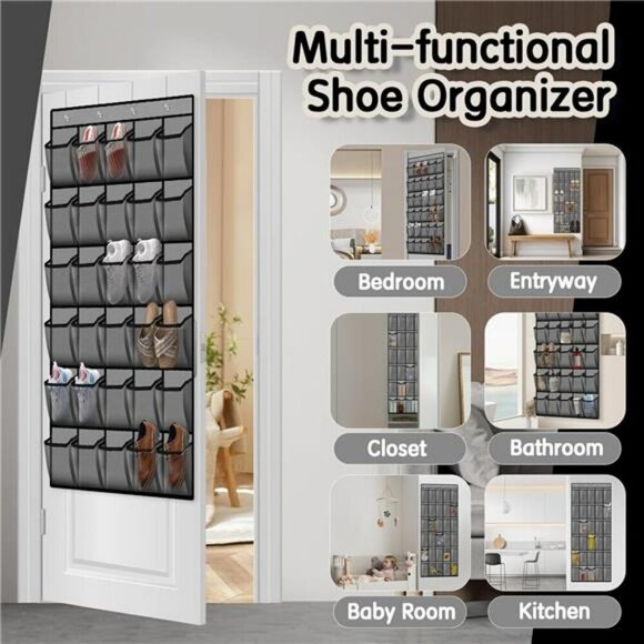 Over Door Shoe Organizer 30 Pocket Hanging Closet Storage Rack Space Saver - Picture 5 of 7